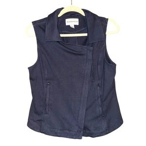 ANTHROPOLOGIE Marrakech Moto Utility Asymmetrical Knit Vest Navy Blue Size M